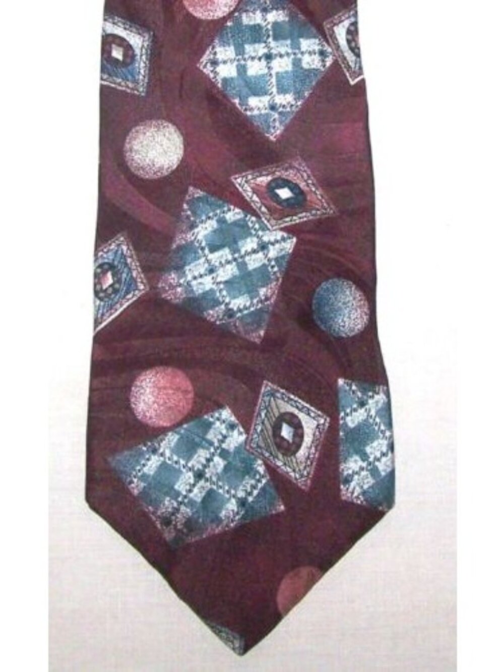 Tie  Don Loper Brand Red Blue White  Silk  Neck Tie 58 " Long  3 1/ 2"  Wide